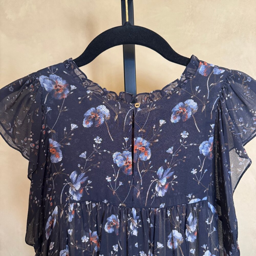 Ulla Johnson Sleeveless Ruffled Floral Silk Top Flowy